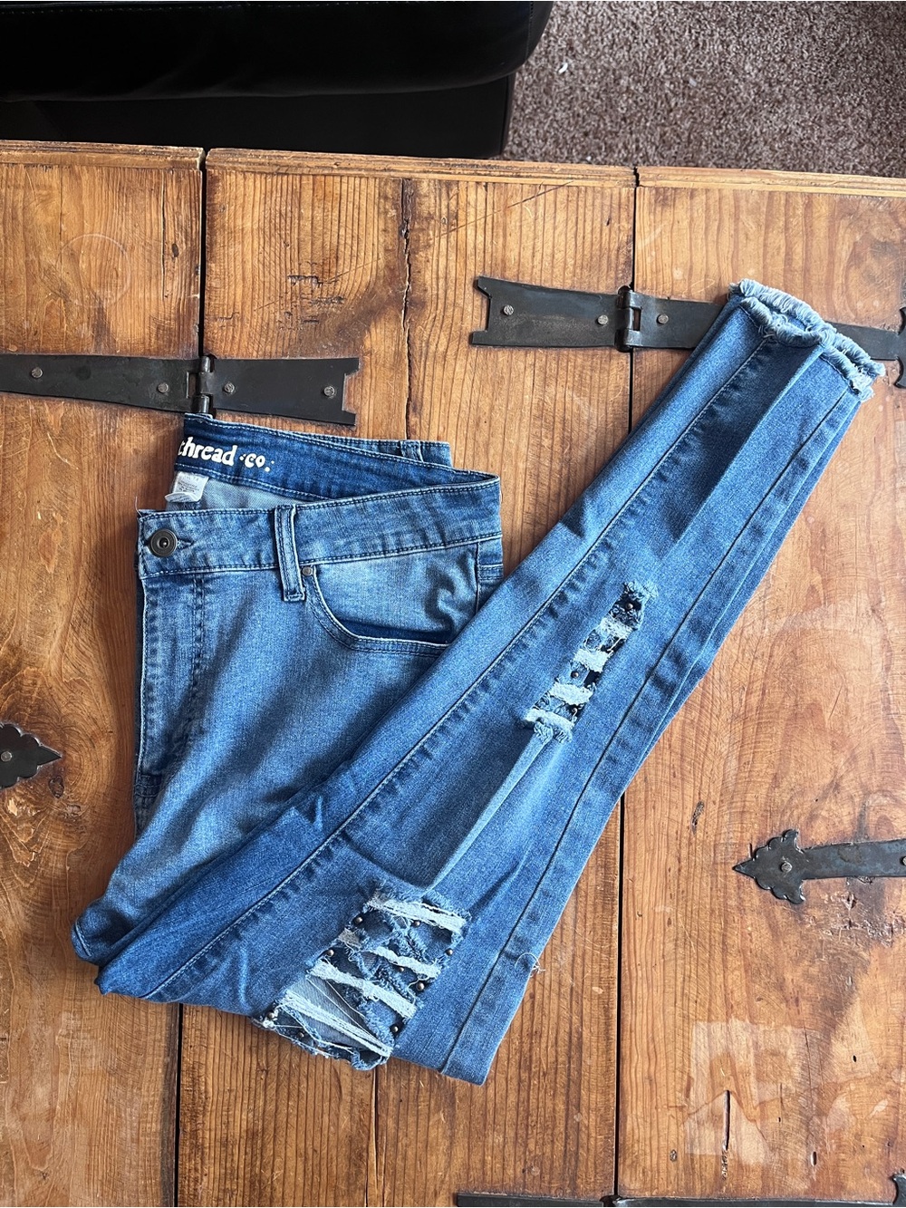Thread & Co. Blue Distressed Women's Skinny Jeans